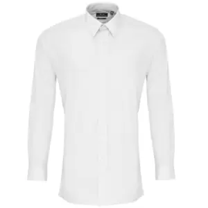 Image of Premier Mens Long Sleeve Fitted Poplin Work Shirt (14.5) (White)