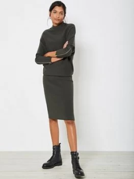 Image of Mint Velvet Mint Velvet Funnel Neck Zip Sleeve Knit Dress