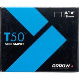 image of Arrow T50 Staples 8mm Pack of 5000