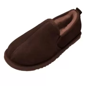 Image of Eastern Counties Leather Mens Sheepskin Lined Hard Sole Slippers (6 UK) (Chocolate)