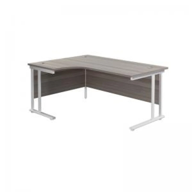 Image of Jemini Radial Left Hand Cantilever Desk 1600x1200x730mm Grey Oak/White KF807650