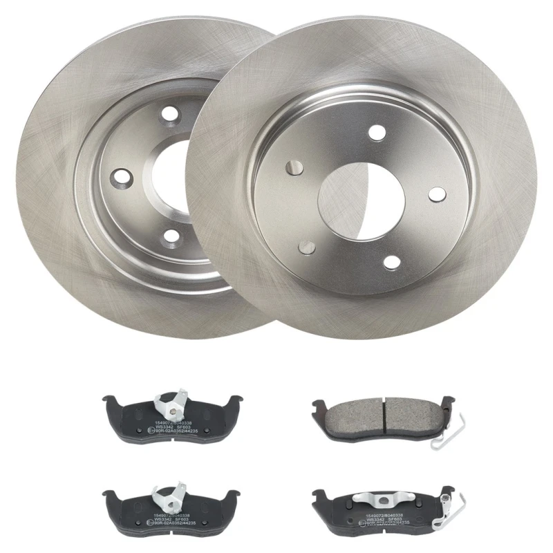 Image of RIDEX 3405B2393 Brake disc and pads set Rear Axle, Brake Disc Type: Solid, incl. wear warning contact Brake Set,disc brakes (3405)