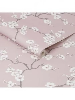 Image of Fresco Apple Blossom Wallpaper - Pink