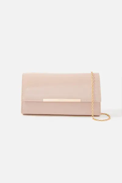 Accessorize Patent Clutch Bag Nude