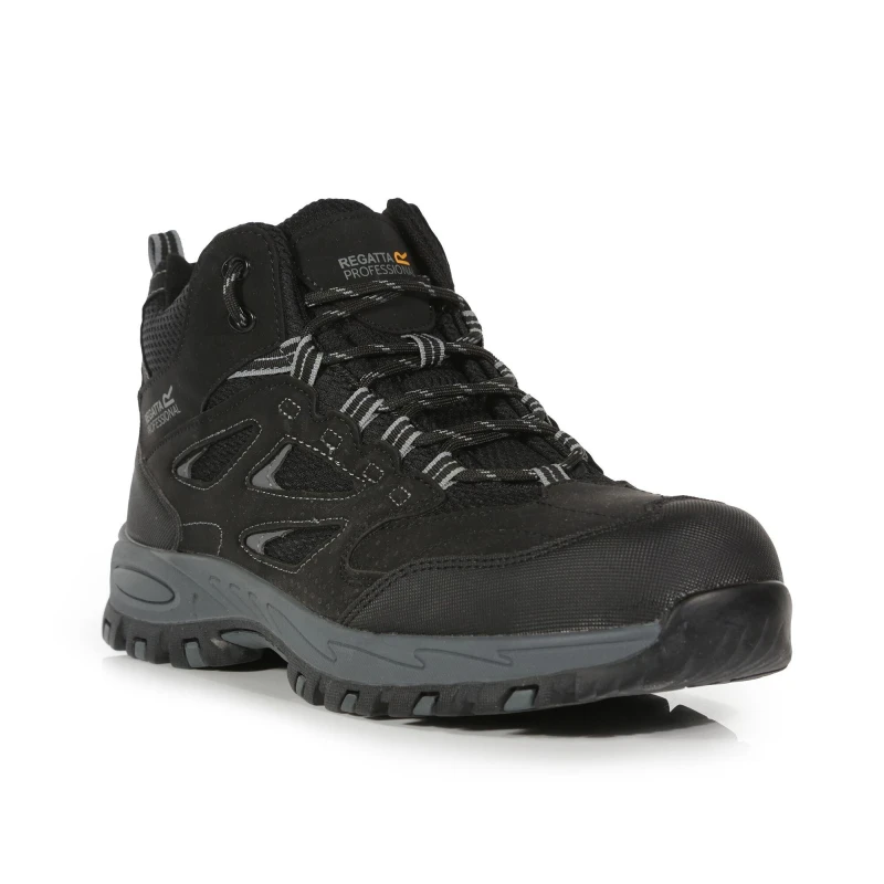Image of Regatta Professional Mens Mudstone S1 Safety Boots UK Size 12 (EU 47) Black/Granit TRK201-9V8-12