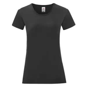 Image of Fruit Of The Loom Womens/Ladies Iconic T-Shirt (XS) (Black)