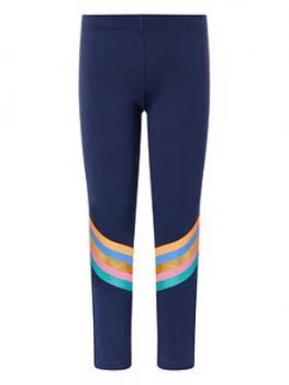 image of Accessorize Girls Glitter Stripe Legging - Navy