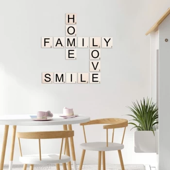Image of Scrabble Set - 5 Black White Decorative Wooden Wall Accessory