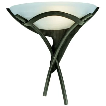 Image of Searchlight - 1 Light Indoor Wall Uplighter Brown with Alabaster Glass, E27
