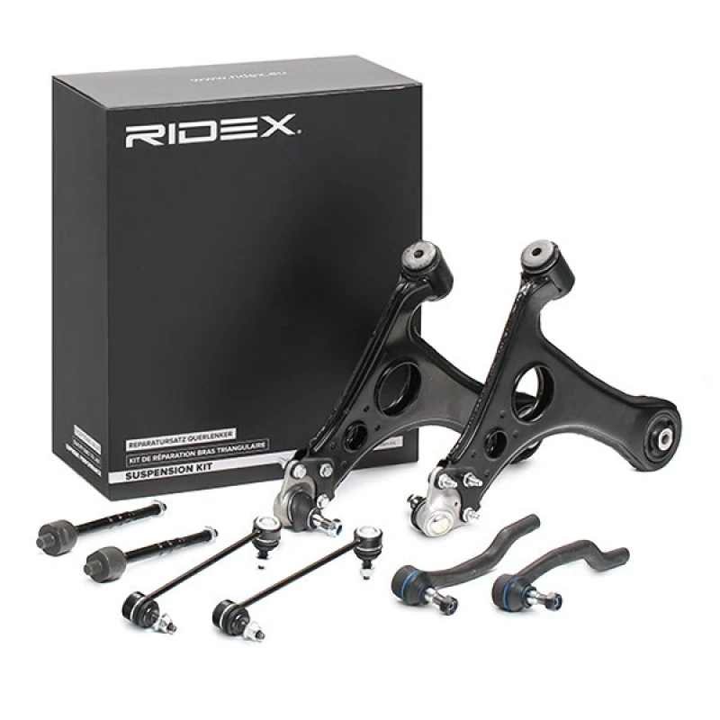 Image of RIDEX 772S0305 Control arm repair kit with coupling rod, Front axle both sides, Control Arm Suspension Kit (772)