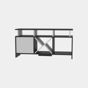 image of Decorotika Auburn 120 Cm Modern TV Stand, TV Cabinet, TV Console, TV Unit With A Drop Down Cabinet, X-Shaped Shelf And Open Shelves - Anhtracite and