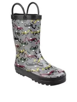 image of Cotswold Boys Digger Wellington Boots, Grey, Size 10.5 Younger