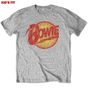 Image of David Bowie - Vintage Diamond Dogs Logo Kids 11 - 12 Years T-Shirt - Grey