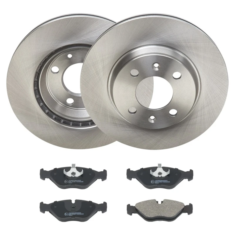 Image of RIDEX 3405B2120 Brake disc and pads set Front Axle, Brake Disc Type: internally vented, prepared for wear warning indicator Brake Set,disc brakes (34