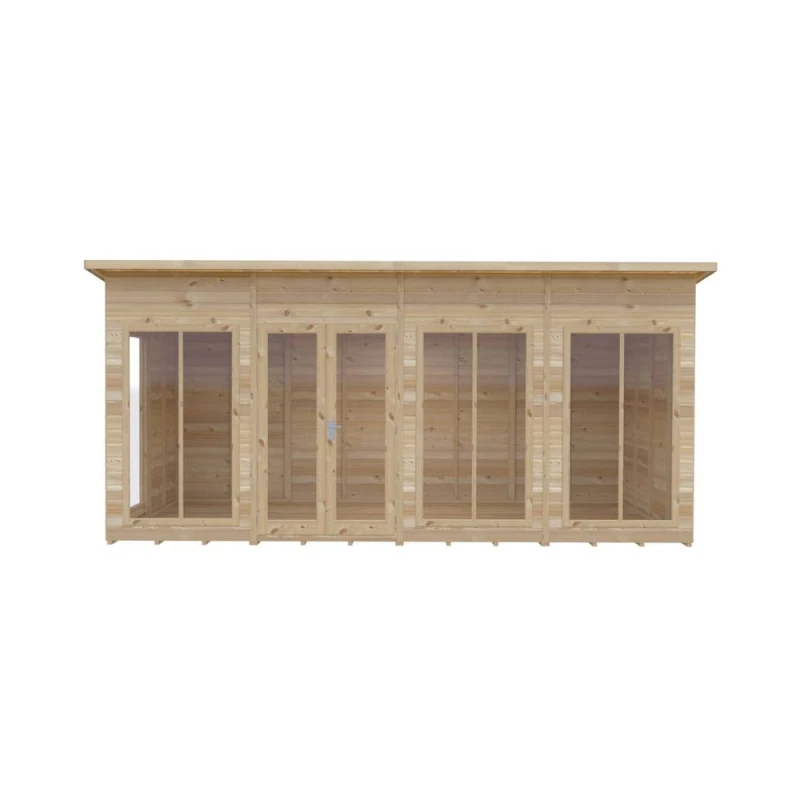 Image of Shire Lela 16x8 SummerHouse - Brown Brown 16 x 8ft