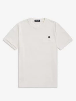 Image of Fred Perry Pocket Detail Pique Shirt, White Size M Men
