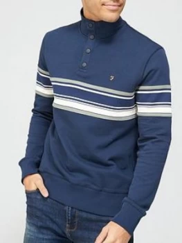 Image of Farah Hales Long Sleeve Sweatshirt - Navy, Size XL, Men