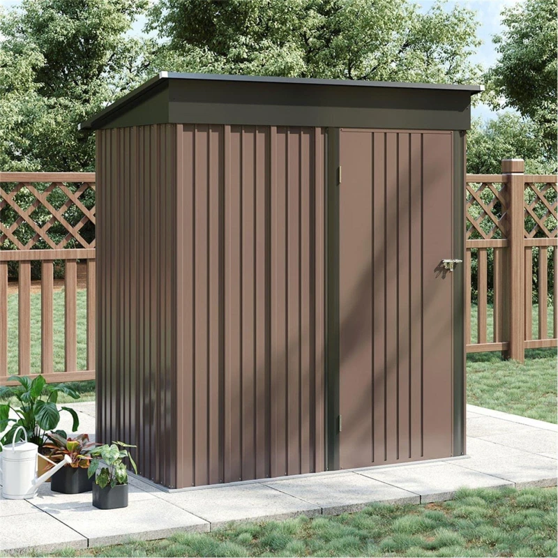 Image of Breeins Outdoor 3x5fts Storage Metal Shed Brown Brown unisex Large