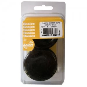 Image of Select Hardware Castor Cups 45mm 4 Pack - Brown