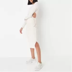 Missguided Side Cut Out Ls Midaxi Dress - Neutral