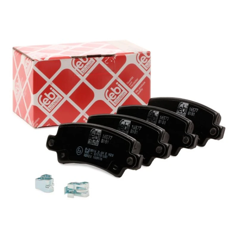 Image of FEBI BILSTEIN 16577 Brake pad set Rear Axle, with acoustic wear warning Brake Pad Set,disc brake (402)