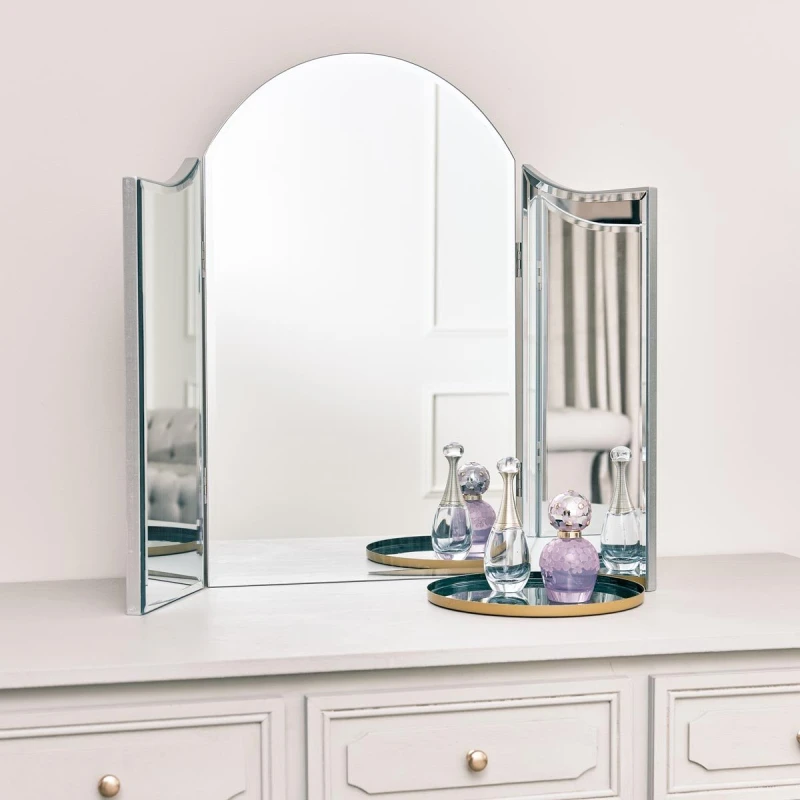 Image of Melody Maison Vintage Style Dressing Table Triple Mirror Clear