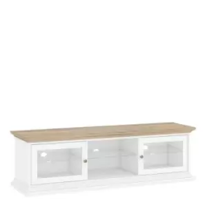 Paris TV Unit Wide 2 Doors 1 Shelf In White And Oak Effect