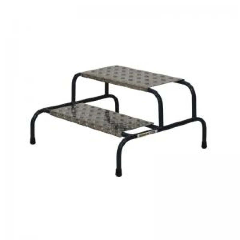 Image of Climb-It Climb-It Wide Work Steps with Chequer Plate 2 Tread 200mm Platform Silver SWW02C SWW02C