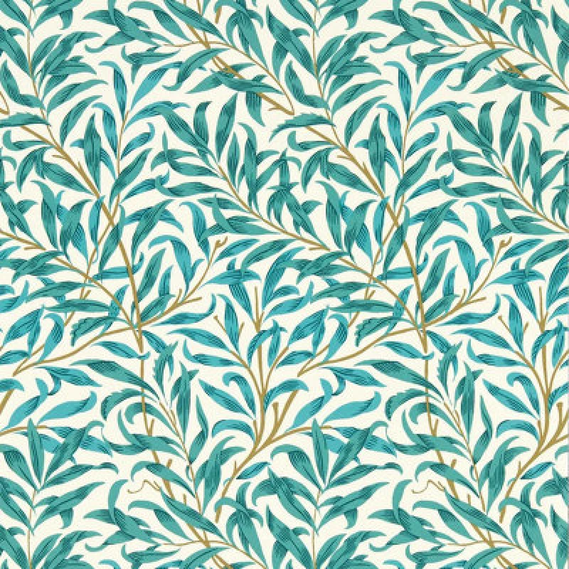 Image of WILLIAM MORRIS BY CLARKE & CLARKE Willow Boughs Teal Wallpaper Teal 50X1000CM