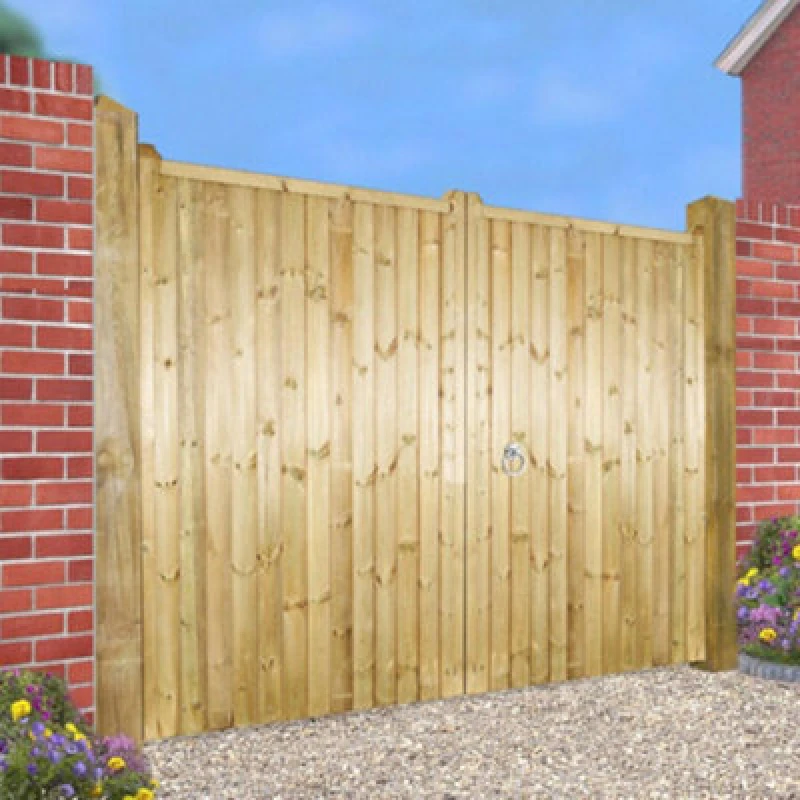 Image of Burbage Iron Craft Drayto Wooden Driveway Garden Gates 3300mm Wide X 1800mm High Dr64