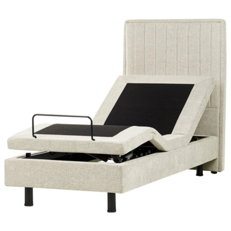 Image of Beliani Adjustable Bed Fabric Castellan 80 X 200 Cm (Eu Small Single) Beige