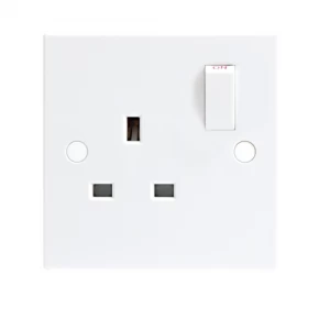 Image of KnightsBridge 13A White 1G Single 230V UK 3 Pin Switched Electric Wall Socket
