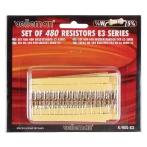 image of Velleman K/RES-E3 E3 Carbon Film Resistor Kit 480 Pieces