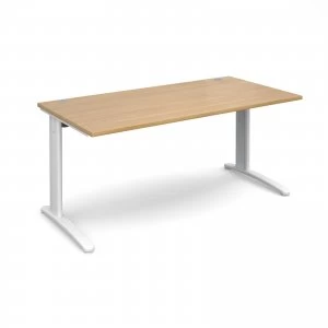 Image of TR10 Straight Desk 1600mm x 800mm - White Frame Oak Top