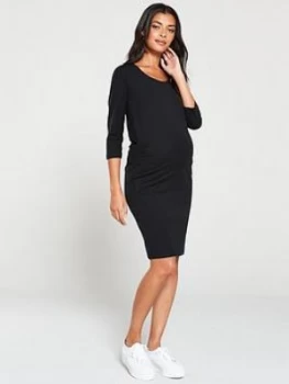 image of Mama-Licious Maternity Organic Three Quarter Sleeve Dress - Black