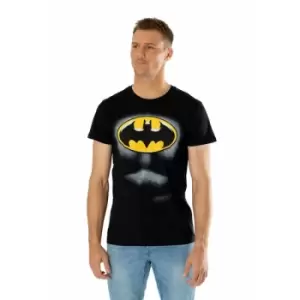 image of Batman Black Ripped Bevel T-Shirt Ex Ex Large