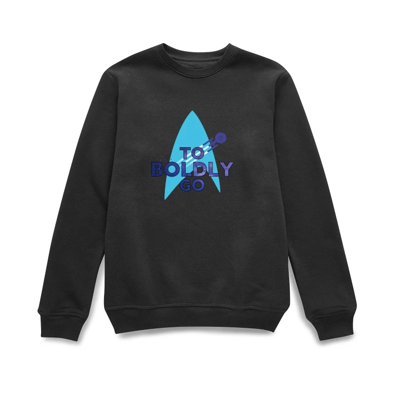 Image of Star Trek Star Trek Official To Boldly Go Sweatshirt in Black Size: large Black L Unisex 5056762880232