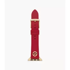 Image of Michael Kors Womens Leather Band For Apple Watch, 38/40/41Mm - Red