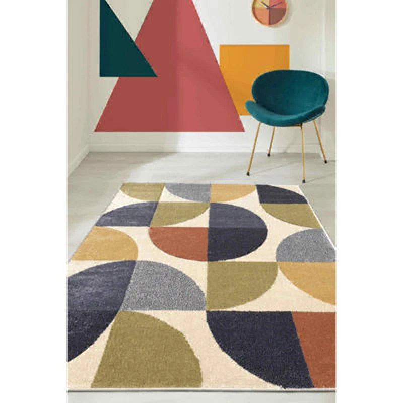 Image of Homemaker Sara Carved Multicoloured Geo Rug Multi - Homemaker - Size: 80X150 Multi 80X150 WB90201