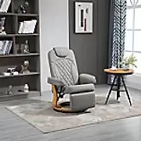 Image of Homcom Recliner Chair Round Wood Grey