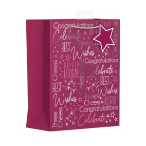 image of Giftmaker Text Happy Birthday Gift Bag (Pack of 6) (M) (Pink)