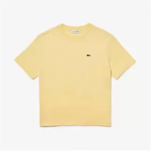 image of Lacoste Womens Crew Neck Premium Cotton T-Shirt Size 10 Yellow