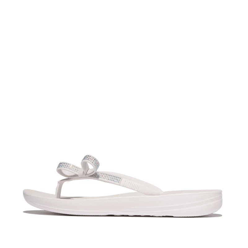 Image of Fitflop Womens Iqushion Bow Flip Flops Urban White female 3 (36)