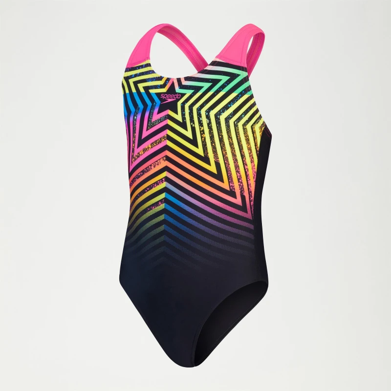 Image of Speedo Digital Placement Splashback Junior One Piece Swimsuits 11-12 (L) Black 29491503215