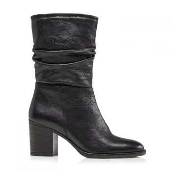 Image of Dune Black Leather 'Rosa' Mid Block Heel Calf Boots - 3