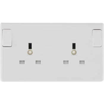 image of 2 Gang White Round Edge Single Pole Switched Socket 13a - MWA 822-01 - Nexus