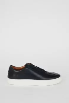 Image of Mens Navy Leather Smart Trainers
