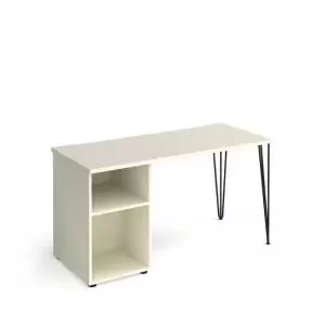 image of Tikal straight desk 1400mm x 600mm with hairpin leg and support