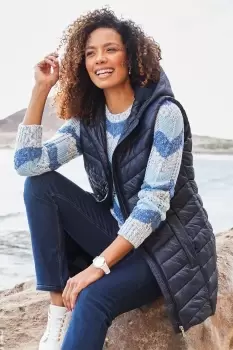 Image of Longline Padded Hooded Gilet