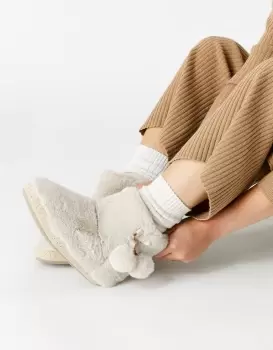 Image of Accessorize Womens Super Soft Slipper Boots Cream, Size: L